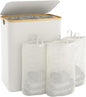 Extra Large 3 Section Dirty Clothes Laundry Basket with Lid, Dirty Clothes Hampers with Removable Bags for Bedroom and Laundry Room, Beige
