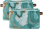 Turquoise Marble Texture Basket Bin Large Storage Basket Toy Basket Canvas Storage Basket Clothes Basket Decorative Basket for Home Office (15x11x9.5inch,2PACK)