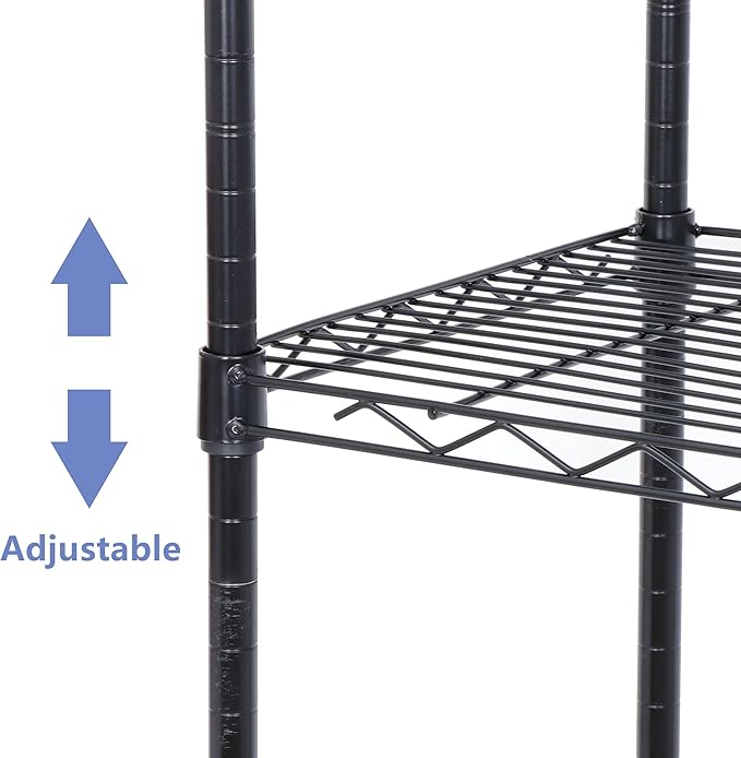 SUPER DEAL Black 5-Shelf Heavy Duty Storage Wire Shelving Unit for Restaurant Garage Pantry Kitchen Garage Rack (30L x 14W x 60H)