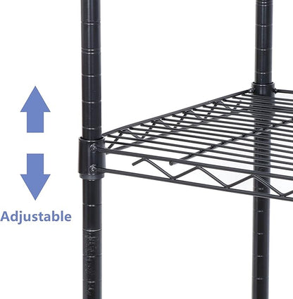 SUPER DEAL Black 5-Shelf Heavy Duty Storage Wire Shelving Unit for Restaurant Garage Pantry Kitchen Garage Rack (30L x 14W x 60H)