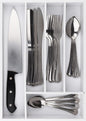 Pristine Bamboo Kitchen Drawer Organizer - Drawer Utensil Organizer and Cutlery Tray - Flatware and Silverware Holder (5-Slots, White)