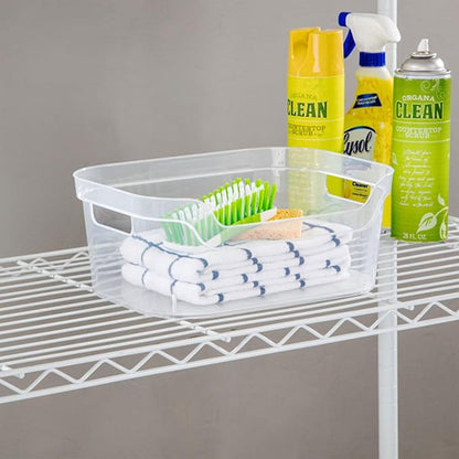 Sterilite 5.25 in. x 9.5 in. x 13 in. Clear Plastic Cube Storage Bin w/Carry Handles, 8-Pack 8 x 13348608