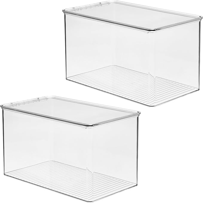 iDesign Stackable Clear Plastic Shoe Boxes with Lids, Storage Shoe Container for Closet, 2-Pack