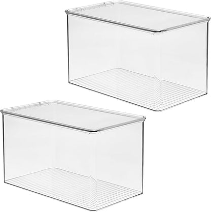 iDesign Stackable Clear Plastic Shoe Boxes with Lids, Storage Shoe Container for Closet, 2-Pack