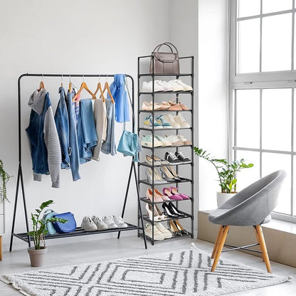 Phyllia 10-Tier Vertical Shoe Rack Organizer,Multipurpose Shoe Shelf Storage, Metal Storage Shelf, Black