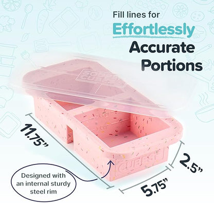 Souper Cubes 2 Cup Silicone Freezer Tray with Lid, Perfect for Storing Lasagna, Leftovers, Sauces, Portioned Meals and More, Silicone Freezer Mold for Meal Prepping - Cotton Candy - 1-Pack