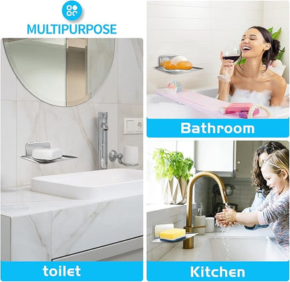 YUZP Soap Holder for Shower with Stainless Steel,Rustproof Soap Saver Sponge Holder for Bathroom,Tub,Kitchen Sink (Chrome)