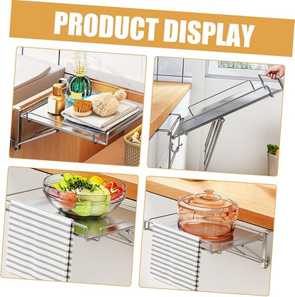 PRETYZOOM Over the Door Cabinet Organizer Rack Foldable Kitchen Shelf for Bathroom Home Storage Strong Load Bearing Hanging Shelf Space Saving Design