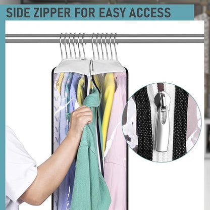 MISSLO 10" Gusseted All Clear Garment Bags for Hanging Clothes 40"+60" Suit Bags for Closet Storage Dresses Protectors for Shirts, Coats, Gowns, 3 Packs