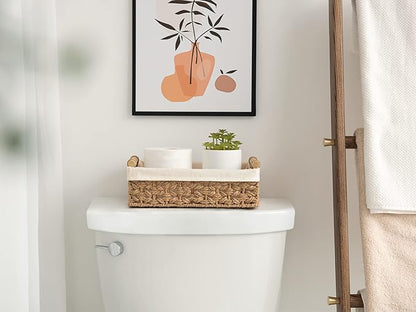 StorageWorks Bathroom Baskets for Organizing, Small Wicker Basket for Bathroom Organizer, Round Paper Rope Storage Basket for Bathroom Countertop, Set of 2