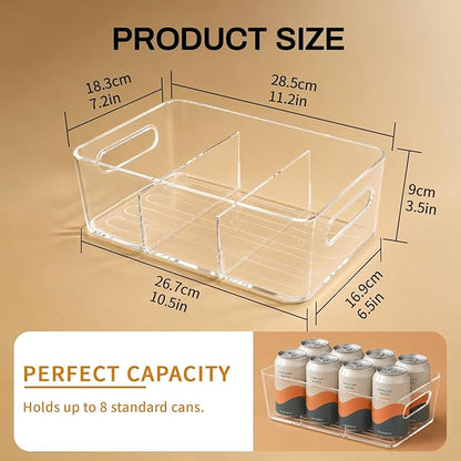 Mpotmiy Pantry Organizers and Storage , 8 Pack Snack Organizer for Pantry Shelf,Food Storage Bins with Divider,Clear Containers for Organizing,Transparent Plastic Basket,Refrigerator and Fridge Bins