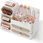 Booklov Makeup Organizer for Vanity, Large Capacity Cosmetic Display Case with Drawers, Countertop Beauty Storage Holder for Skincare, Brush Eyeliner Perfume Eyeshadow Lipsticks, Counter Desk, White