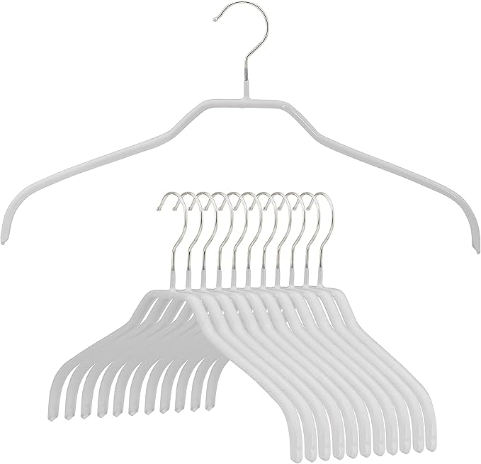 Mawa by Reston Lloyd Silhouette Series Non-Slip Space Saving Clothes Hanger for Shirts and Dresses, Style 41/F, Set of 12, White