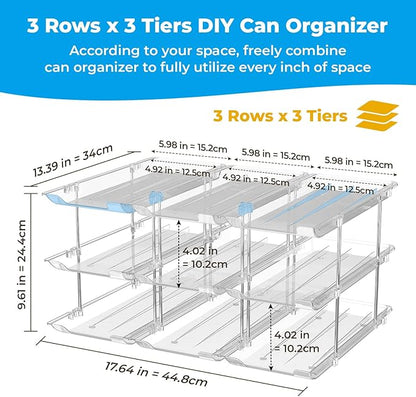 Stackable 3 Tiers Can Organizer Pantry and Automatic Soda Can Organizer for Refrigerator Can Dispenser