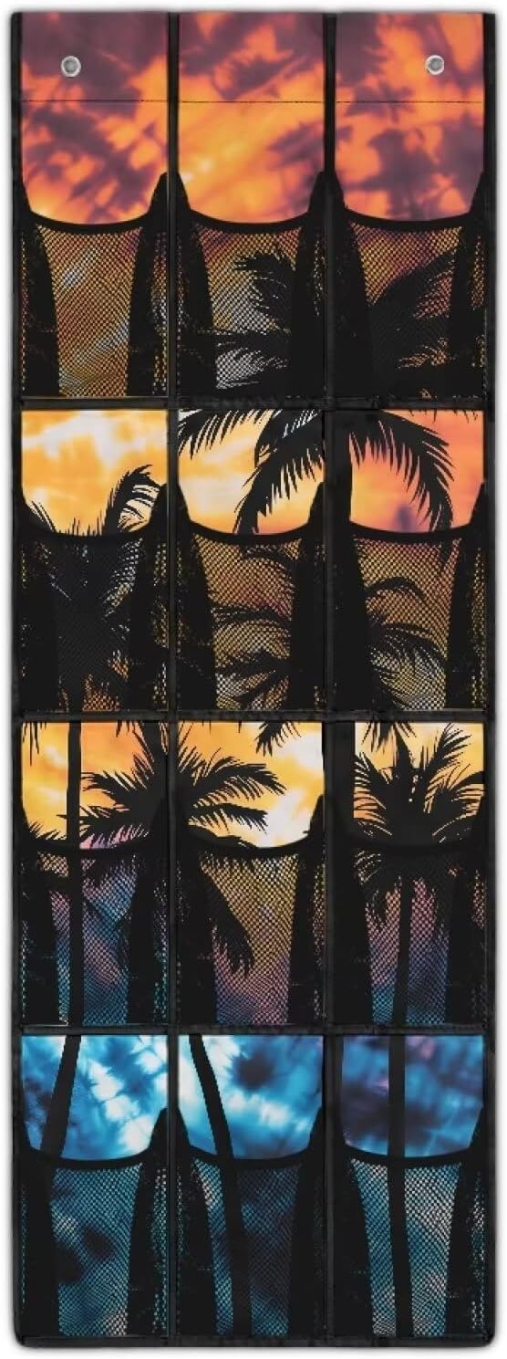 Tropical Tree Over the Door Shoe Organizer,Shoe Organizer Door Hanger,Space Saver Shoes Hanger Storage Organizer Bag