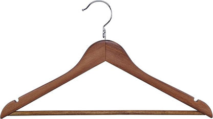 Proman Products KSA9029 15" Kascade Wooden Hangers 50 Pack for Women and Kids Clothing, Unique Ring Design, Space Saving Pants Clothes Hanger with Pants Bar and Shoulder Notches, Walnut