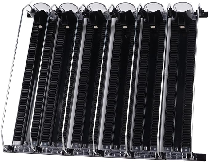 Soda Can Dispenser for Refrigerator, ABS 15in Large Capacity 6 Rows Adjustable Width Drink Dispenser for Fridge, Spring Loaded Easy Slide Self Pushing Drink Holder (Black)