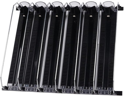 Soda Can Dispenser for Refrigerator, ABS 15in Large Capacity 6 Rows Adjustable Width Drink Dispenser for Fridge, Spring Loaded Easy Slide Self Pushing Drink Holder (Black)