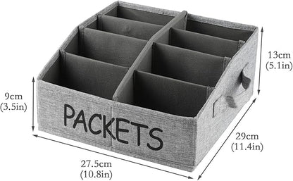 8 Compartment Fabric Snack Organizer with Handle, Portable Kitchen Pantry Storage and Spice Packet Organizer