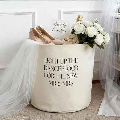 Yungyan Wedding Baskets with Handles 16 inch Large Storage Basket for Wedding Glow Sticks Slippers Flip-flops Umbrella Blankets Gift Container for Ceremony Ivory White(Dance Floor)