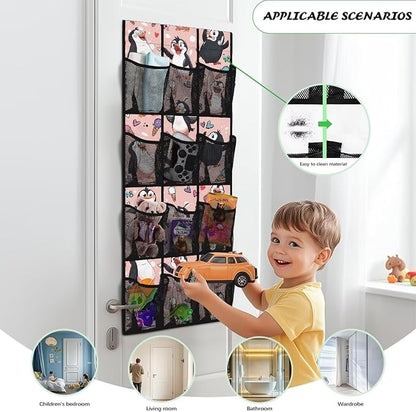 Funny Penguin Shoe Organizer Over The Door,12 Large Mesh Pockets Hanging Storage Shoe Rack,Hanging Shoe Rack for Door Sneaker Hanger Boot Storage,Breathable Organizer Storage Bag