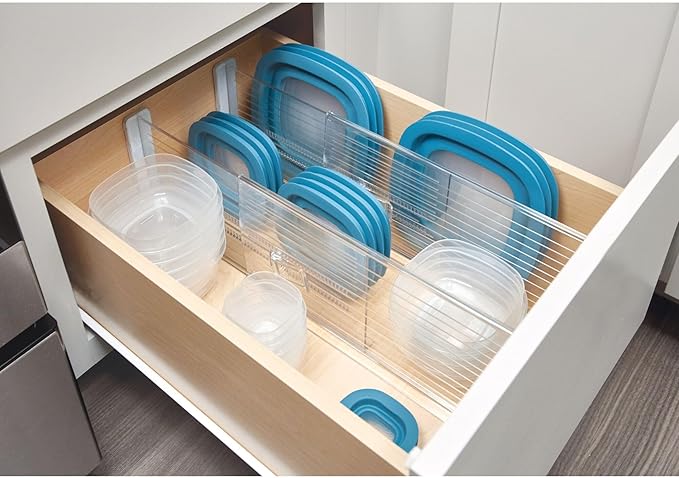 iDesign Recycled Plastic Adjustable Drawer Dividers–- Set of 2 - Clear