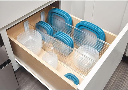 iDesign Recycled Plastic Adjustable Drawer Dividers–- Set of 2 - Clear