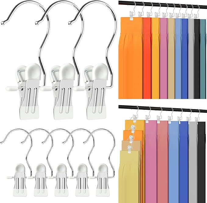 20 Pack Trouser Hangers w/Rubber Coated, Portable Hanger Clips for Travel, Leggings Organizer for Closet Space Saving, Holds Hats Boots Skirts Shorts Jeans (White)