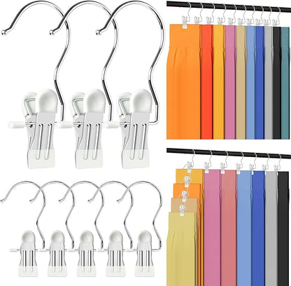 20 Pack Trouser Hangers w/Rubber Coated, Portable Hanger Clips for Travel, Leggings Organizer for Closet Space Saving, Holds Hats Boots Skirts Shorts Jeans (White)