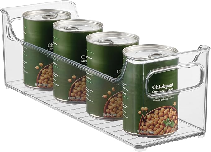 iDesign Stackable Plastic Pantry Bin with Handles for Cabinets or Fridge, Clear, Made in USA