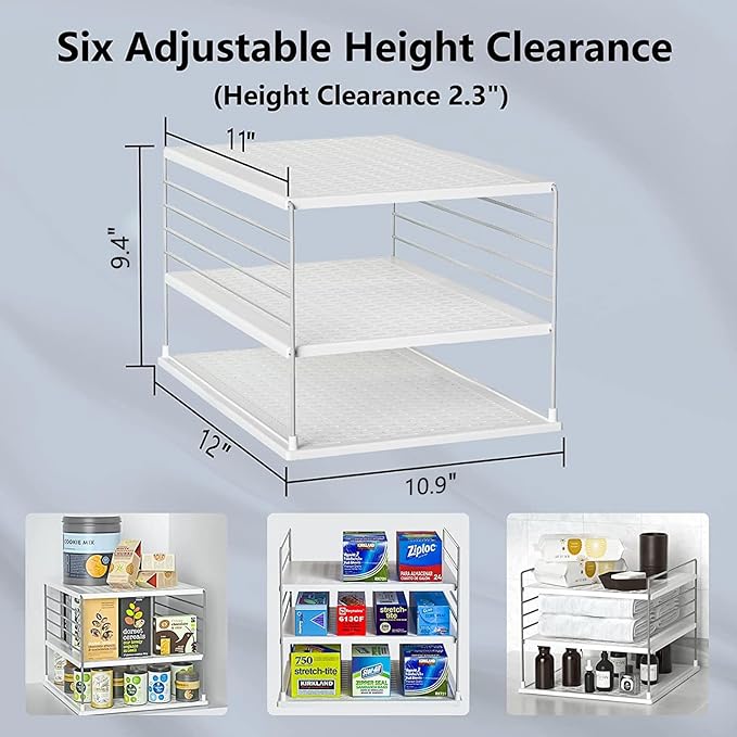 Upgraded Cabinet Organizers - Divided Compartment Holder for Plastic Bag, Wrap, Foil, Snack and Box - Kitchen Organization Under Sink Storage Suitable