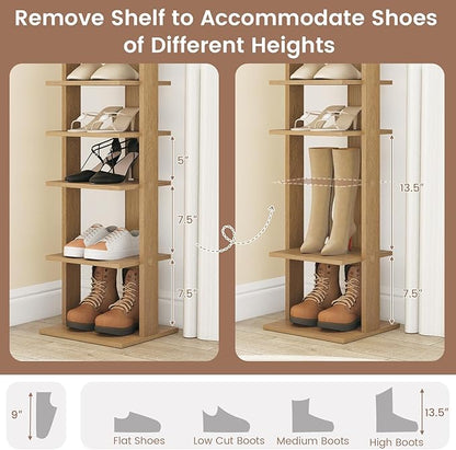 Tangkula 8-Tier Vertical Shoe Rack, Space-Saving Corner Shoe Organizer for 7 Pairs, Narrow Shoe Storage for Entryway, Front Door, or Closet