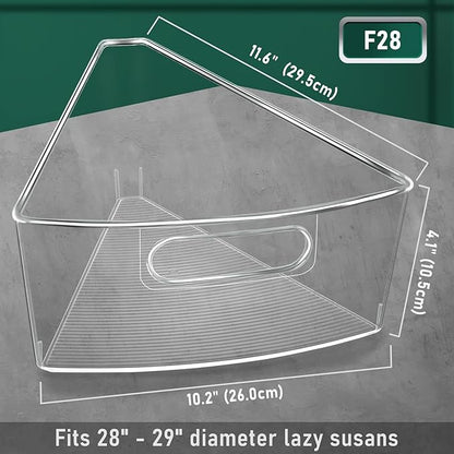 JEISSLIA Lazy Susan Cabinet Organizer Bins for 26"/ 28"/ 32" Diameter Corner Organizer, Plastic Cabinet Storage Bin, 1/8 Wedge - Food Safe, BPA Free, with Non-Slip Pads (for 28" Diameter, 6 Pack)