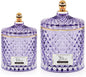 ALAMHI 2 Pack Qtip Holder Apothecary Jars with Lids, Purple Bathroom Accessories Aesthetic Room Decor Bathroom Decor Sets, Cotton Ball Storage Organizer for Cotton Swab, 20oz+10oz