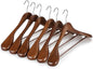 TOPIA HANGER Wide Shoulder Wooden Hangers, Suit Hangers with Non Slip Pants Bar & 360° Swivel Hook, Solid Wood Heavy Duty Coat Hanger, 6 Pack (Walnut)-CT02WA