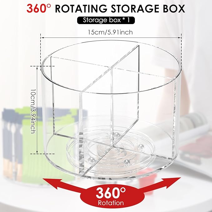 Drink Packet Organizer - Rotating Lazy Susan Organizer, Clear Drinks Mix Packet Holder with 4 Compartments, Water Packet Storage for Counter Top Drink (1PC)