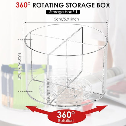 Drink Packet Organizer - Rotating Lazy Susan Organizer, Clear Drinks Mix Packet Holder with 4 Compartments, Water Packet Storage for Counter Top Drink (1PC)