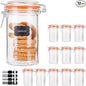Glass Jars With Airtight Lids, 16 oz Glass Jars With Leak Proof Rubber Gasket,Wide Mouth Mason Jars With Hinged Lids For Kitchen Canisters,Glass Storage Containers 12 Pack