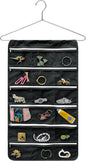 Bloss Hanging Jewelry Organizer, Black Earring Travel Storage Holder with 36 Zippered Pockets for Suitcase, Closet, Foldable Roll Case