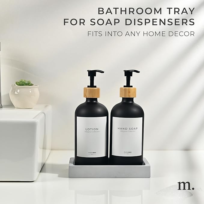 MaisoNovo Concrete Tray | Gray Tray for Bathroom Countertop | Bathroom Counter Trays | Dish Soap Trays for Kitchen