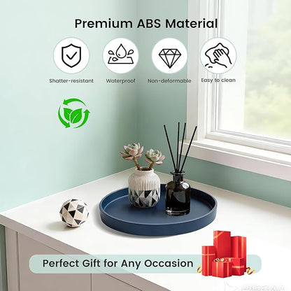 2 Pack 9" Bathroom and Vanity Tray, ABS Bathroom Counter Organizer, Coffee Table Decor for Perfume, Candles, Keys &More. Kitchen Countertop Organizer, Decorative Tray Soap Holder, Blue