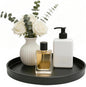 Bathroom Vanity Tray, 1 Pack 9" ABS Black Round Vanity Trays for Bathroom Counter, Dresser Decor Trays for Perfume, Candles, Keys, Kitchen Countertop Organizer, Decorative Tray Soap Holder