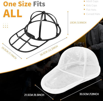Hat Washer Cage, Collapsible Baseball Cap Washing Cage - Hat Holder for Washing Machine & Dishwasher – Ball Cap Cleaner, Shaper & Protector Form Mold with Rack for Laundry