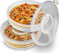 2 Pack 12inch Food Storage Container with Lid and Handle, Reusable 2 Compartments Pizza Slice Storage Container, Round Clear Pie Carrier Leftover Pizza Keeper for Cake Cheesecake Tortilla Pastry
