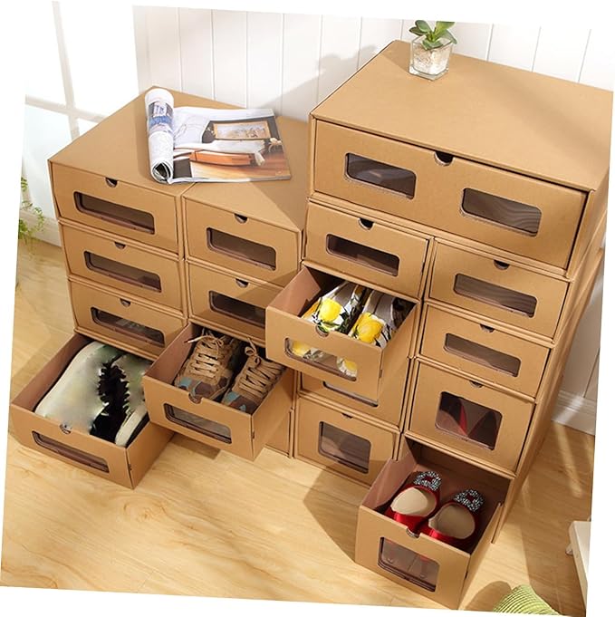 Alipis 2pcs Large Thick Drawer-style Shoes Box Paper Storage Container 30x21cm for Closet Organization and Home Storage