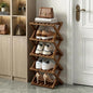 Narrow Shoe Rack, Foldable Bamboo Shoes Shelf for Small Spaces, Multifunctional Vertical Shoe Organizer Tall for Entryway, Closet, Corner, Bedroom, Hallway (Brown, 5 Layers)