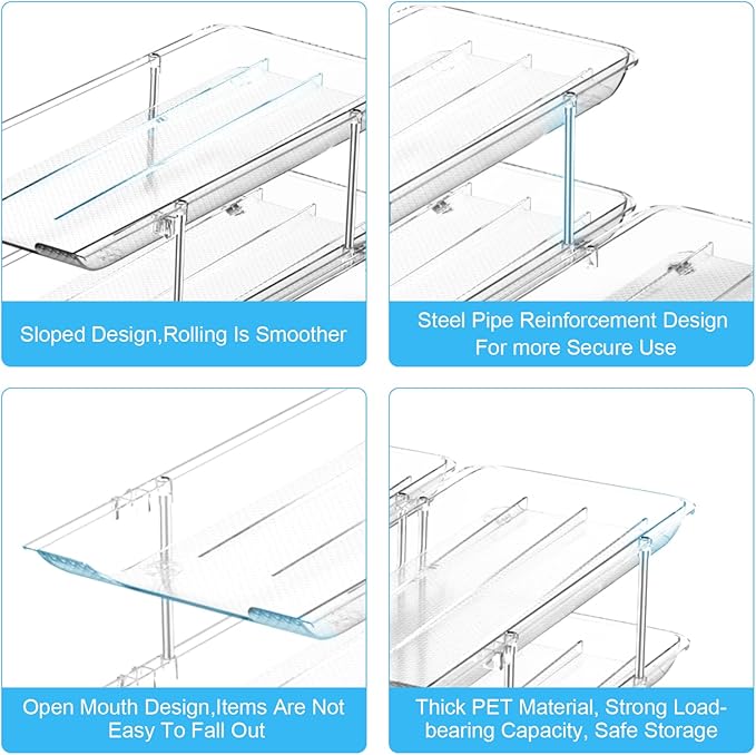 Can Organizer for Pantry,Can Holders for Pantry and Fridge,Automatic Rolling,Stackable Canned Food Organizer and Storage for Kitchen Cabinet Countertop Refrigerator Organization,3 Sets 3 Tiers