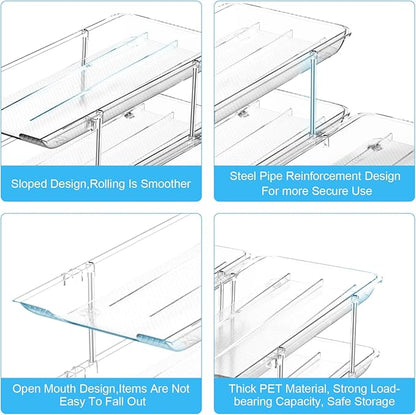 Can Organizer for Pantry,Can Holders for Pantry and Fridge,Automatic Rolling,Stackable Canned Food Organizer and Storage for Kitchen Cabinet Countertop Refrigerator Organization,3 Sets 3 Tiers