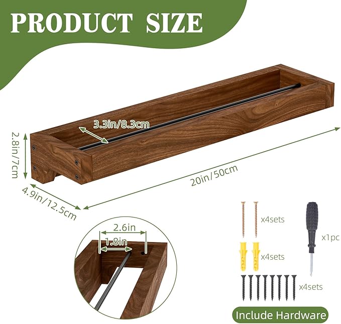 Nisorpa Set of 4 Rustic Burnt Wood Hanging Shoes Storage Organizer Racks, 20 Inches Wall Mounted Space Saving Footwear Holder for Closet, Mudroom, Entryway Narrow Spaces Shoes Storage