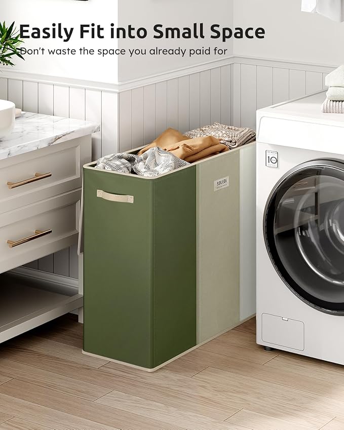 SOLEDI 180L 3-Section Laundry Hamper with Lid, Extra Large Dirty Clothes Basket with Sturdy Handles for Laundry Room & Bedroom - Durable Organizer for Sorting Laundry